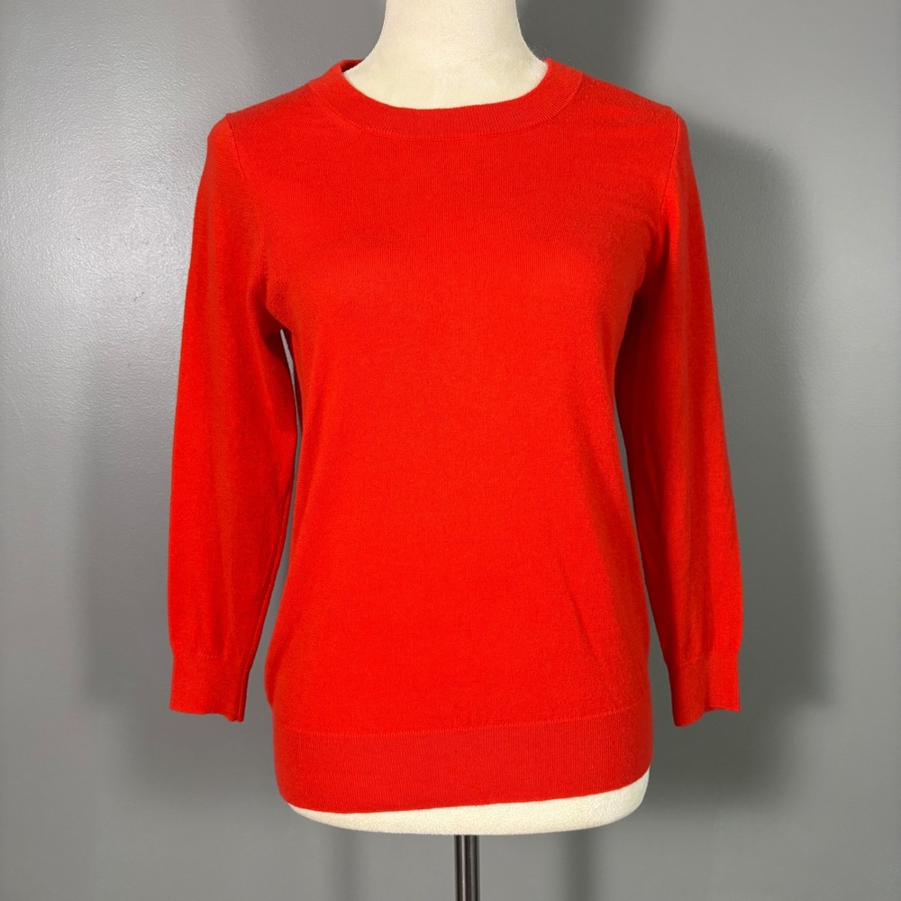 J Crew Merino Wool Cotton Blend Crewneck Sweater Red S Preppy Classic Simple